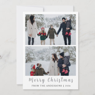Elegant Modern Minimal Christmas Family 2 Photo Ho Holiday Card