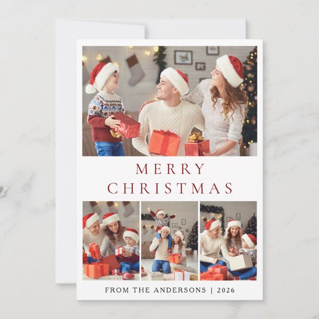 Elegant Modern Minimal Christmas Family 2 Photo Holiday Card (Front)