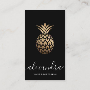 Elegant modern minimal copper gold black pineapple business card