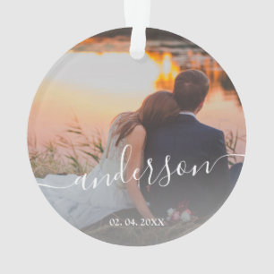 Elegant modern minimal custom family photo ornament