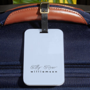 Elegant Modern Minimal Custom Name and Colour Luggage Tag