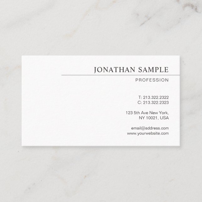 Elegant Modern Minimal Design Template Custom Business Card (Front)
