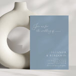 Elegant Modern Minimal Dusty Blue Script Wedding Invitation<br><div class="desc">Elegant Modern Minimalist Script Wedding Invitation in Dusty Blue</div>