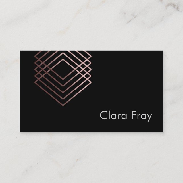 elegant modern minimal faux rose gold geometric business card (Front)