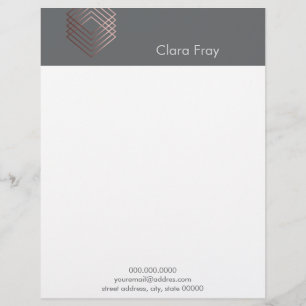 elegant modern minimal faux rose gold geometric custom letterhead