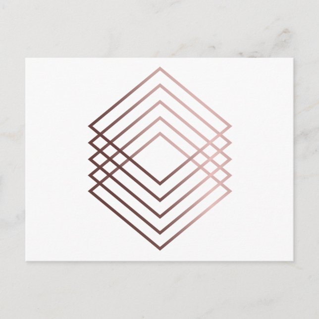 elegant modern minimal faux rose gold geometric postcard (Front)
