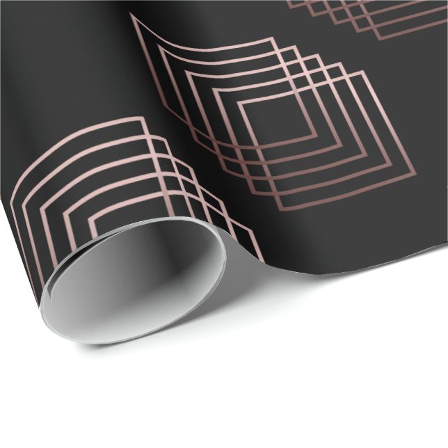 elegant modern minimal faux rose gold geometric wrapping paper (Roll Corner)