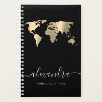 Elegant modern minimal gold black world map