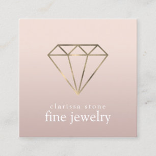 Elegant modern minimal gold fine jewellery square business card