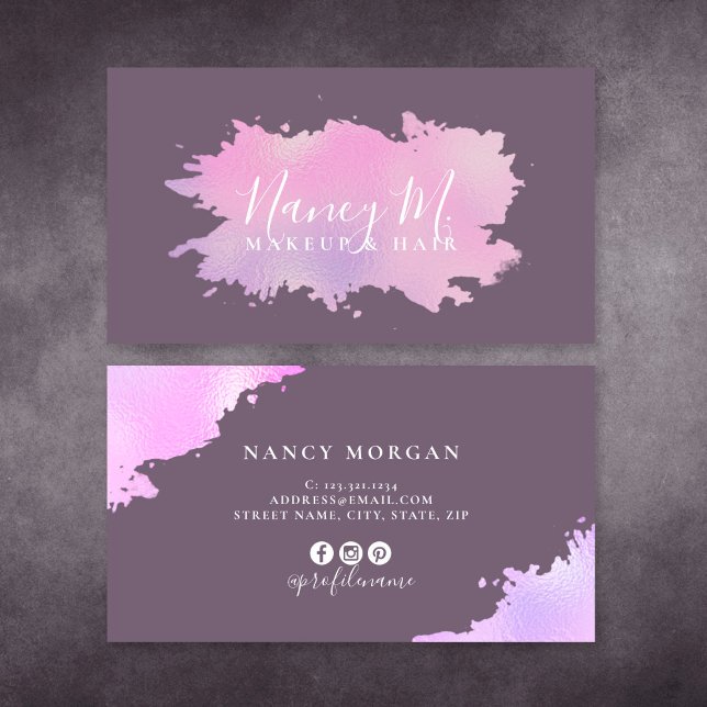 Elegant modern minimal gradient pink purple business card (Creator Uploaded)