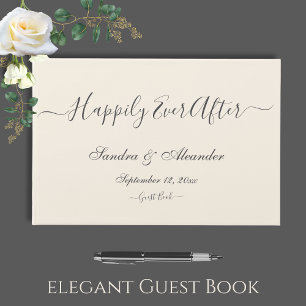 Elegant Modern Minimal Ivory Cream Wedding Guest Book