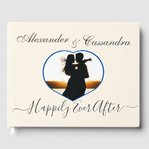 Elegant Modern Minimal Ivory Wedding Photo Heart Guest Book