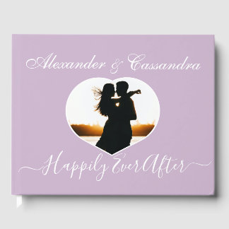 Elegant Modern Minimal Lavender Purple Wedding Guest Book