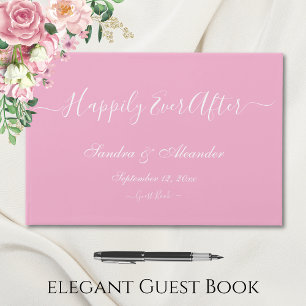  Elegant Modern Minimal Light Pink Cream Wedding Guest Book