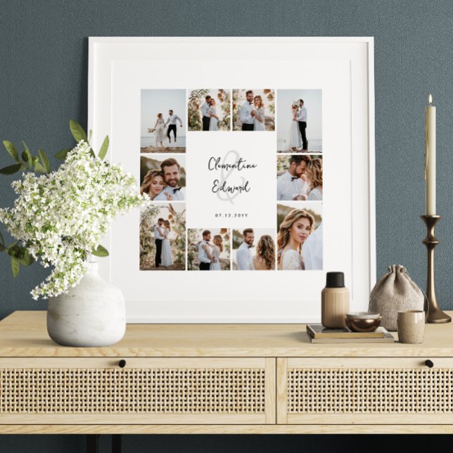 Elegant modern minimal photo collage wedding poster (Creator Uploaded)