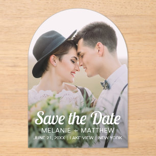 Elegant Modern Minimal Photo Save The Date Acrylic Invitations