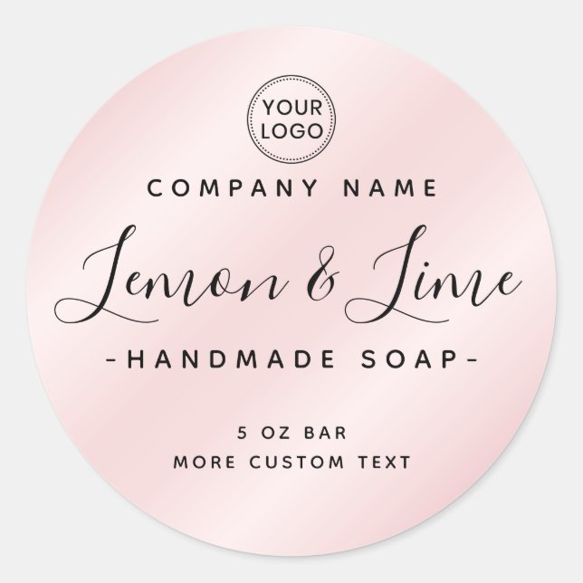 Elegant modern minimal pink satin product label (Front)
