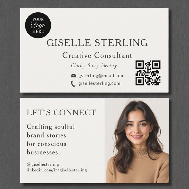 Elegant Modern Minimal Professional Logo Photo Business Card (Creator Uploaded)