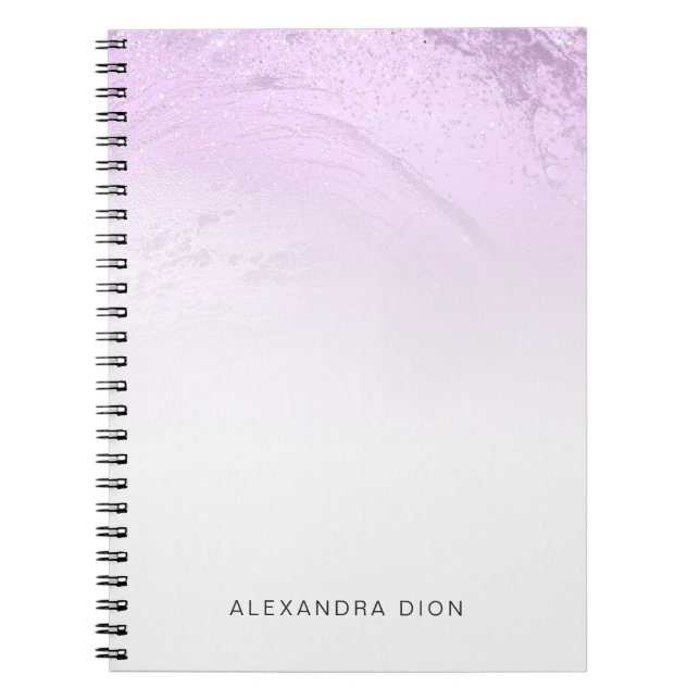 Elegant modern minimal purple glitter marble notebook (Front)