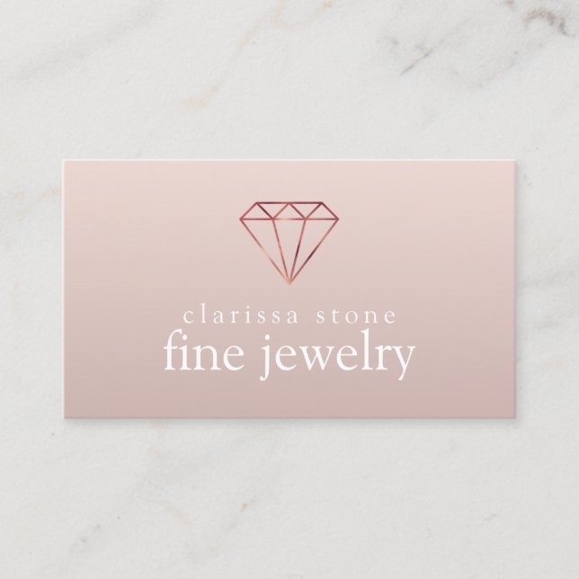 Elegant modern minimal rose gold fine jewellery business card (Front)