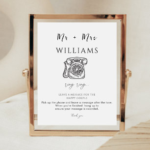 Elegant Modern Minimal Wedding Audio Guestbook Pedestal Sign