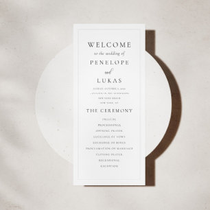 Elegant Modern Minimal Wedding Ceremony Programme