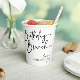 Elegant Modern Minimalist Birthday Brunch Party Paper Cups