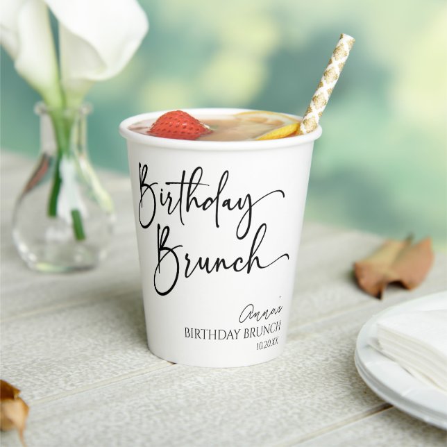 Elegant Modern Minimalist Birthday Brunch Party Paper Cups (Insitu)