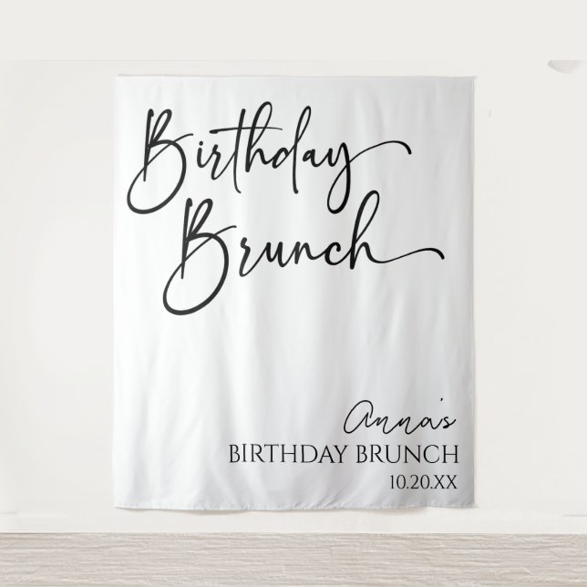 Elegant Modern Minimalist Birthday Brunch Party Tapestry (Front)