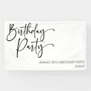 Elegant Modern Minimalist Birthday Party Banner
