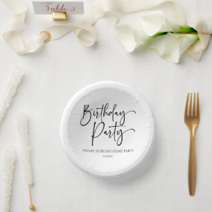 Elegant Modern Minimalist Birthday Party Paper Plate
