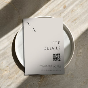 Elegant Modern Minimalist Black and Ivory Wedding Enclosure Card