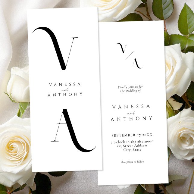 Elegant Modern Minimalist Black and White Wedding Invitation (Creator Uploaded)