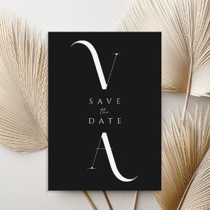 Elegant Modern Minimalist Black and White Wedding Save The Date