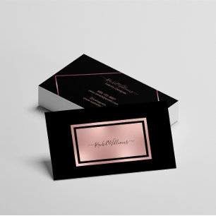 Elegant Modern Minimalist Black Gold Rose Business Card