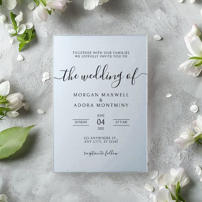 Elegant Modern Minimalist Black Wedding Acrylic Invitations (Creator Uploaded)