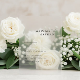 Elegant Modern Minimalist Black Wedding Clear Acrylic Invitations
