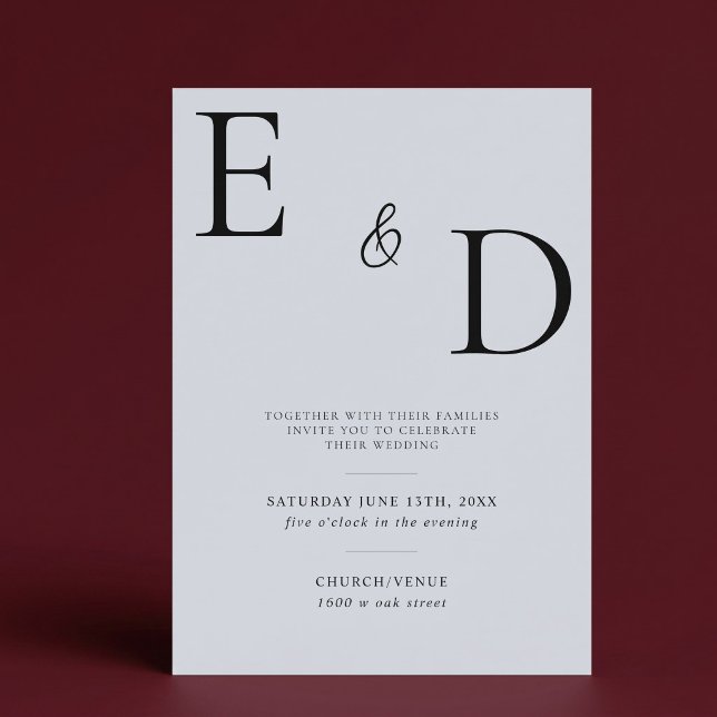 Elegant Modern Minimalist Blue Wedding Invitation (Creator Uploaded)