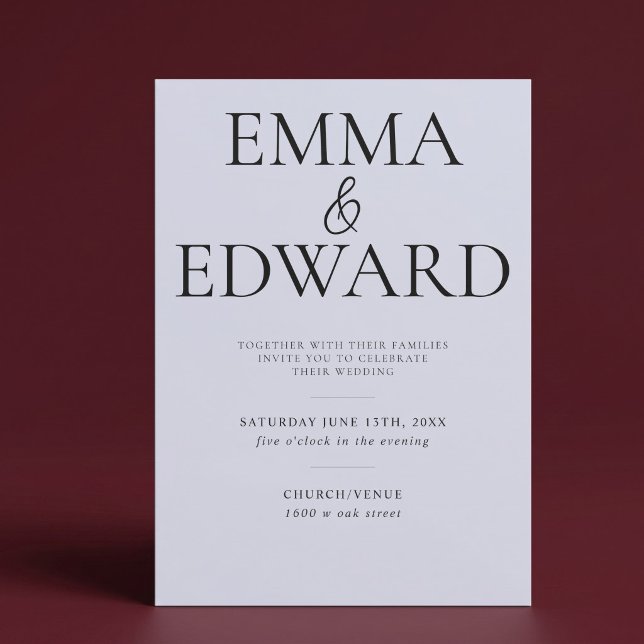 Elegant Modern Minimalist Blue Wedding Invitation (Creator Uploaded)