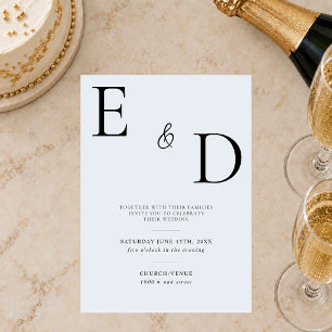 Elegant Modern Minimalist Blue Wedding Invitation