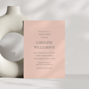 Elegant Modern Minimalist Blush Grey Bridal Shower Invitation