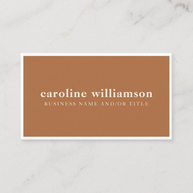 Elegant Modern Minimalist Boho Terracotta Rust Business Card (Front)
