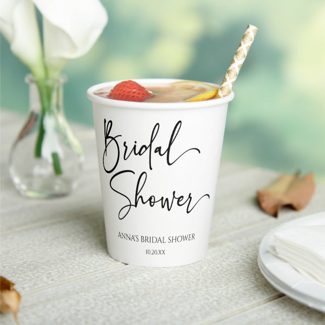 Elegant Modern Minimalist Bridal Shower Paper Cups (Insitu)