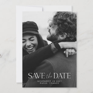 Elegant Modern Minimalist Calligraphy Couple Photo Save The Date