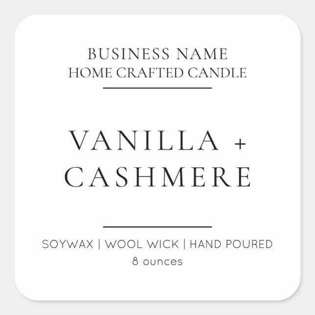 Elegant Modern Minimalist Candle Product Label (Front)
