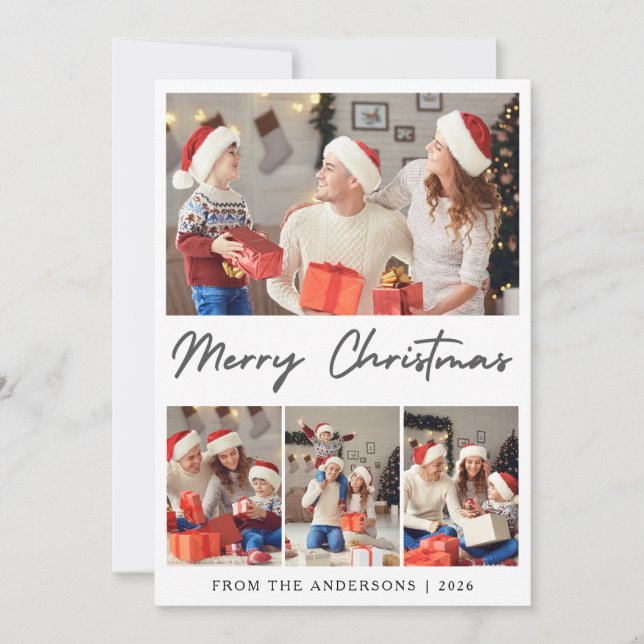 Elegant Modern Minimalist Christmas Family Photo Holiday Card (Front)