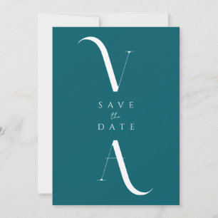 Elegant Modern Minimalist Dark Teal Wedding Save The Date