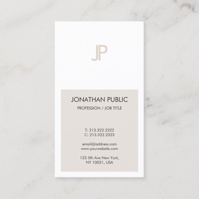 Elegant Modern Minimalist Design Monogram Template Business Card (Front)