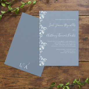 Elegant Modern Minimalist Dusty Blue Flourish  Invitation
