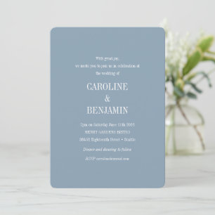 Elegant Modern Minimalist Dusty Blue Wedding Invitation
